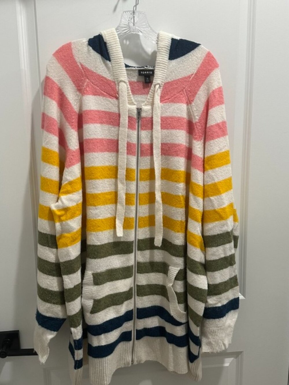 TORRID striped zip up hooded sweater size 6